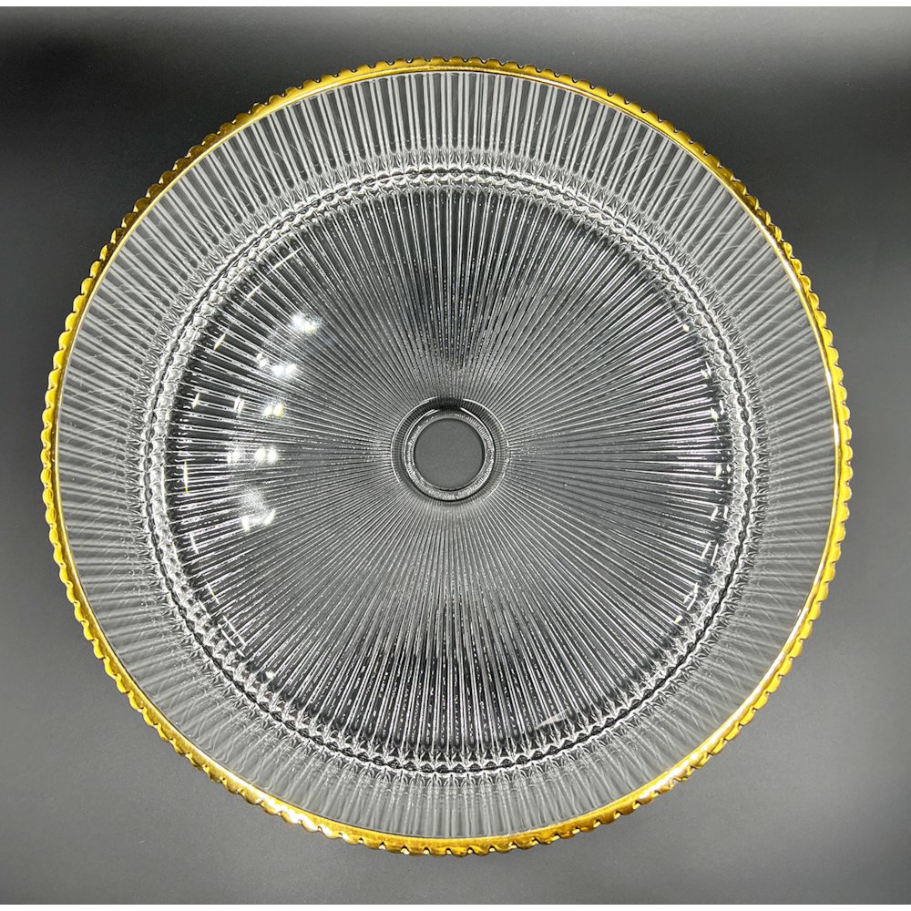 16" Round Ribbed Gold Glass Sink. Picture 2