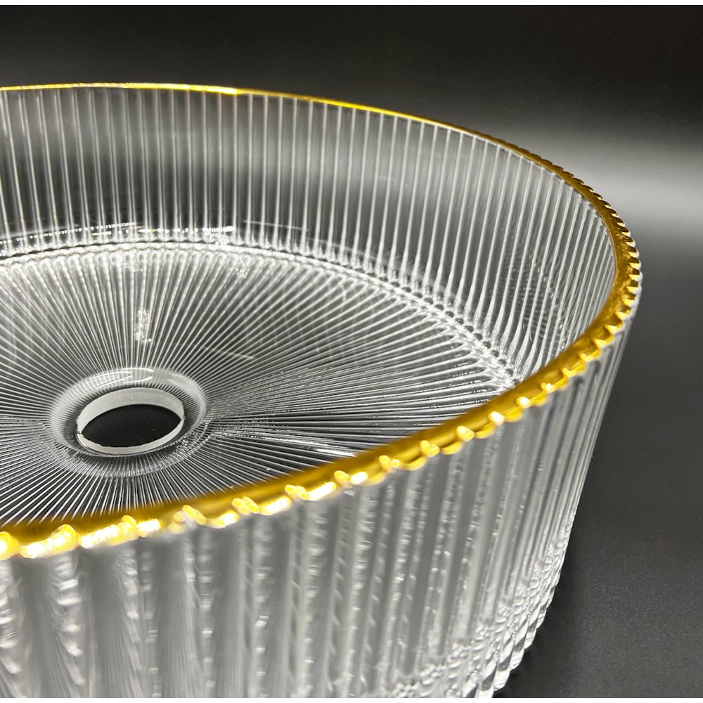 16" Round Ribbed Gold Glass Sink. Picture 6