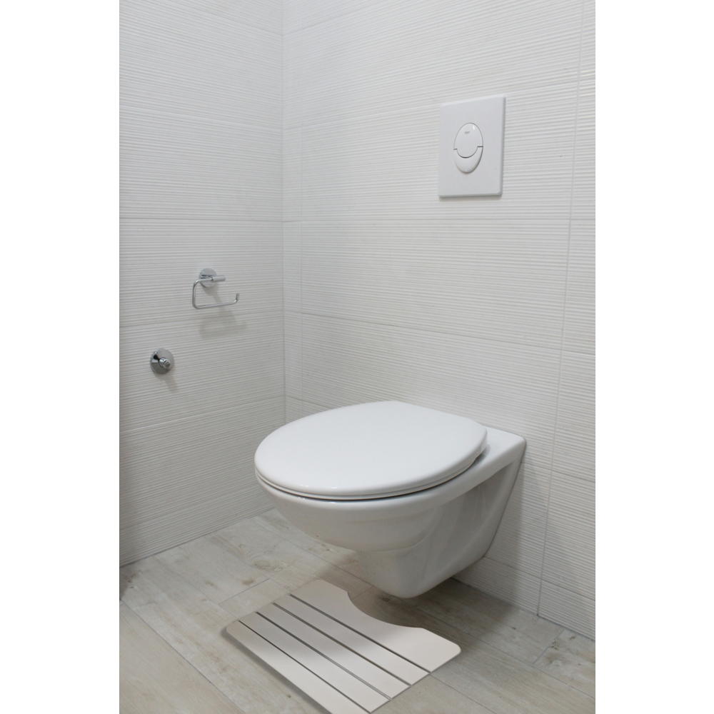 Modern Diatomite Stone Toilet Contour Mat in White. Picture 2