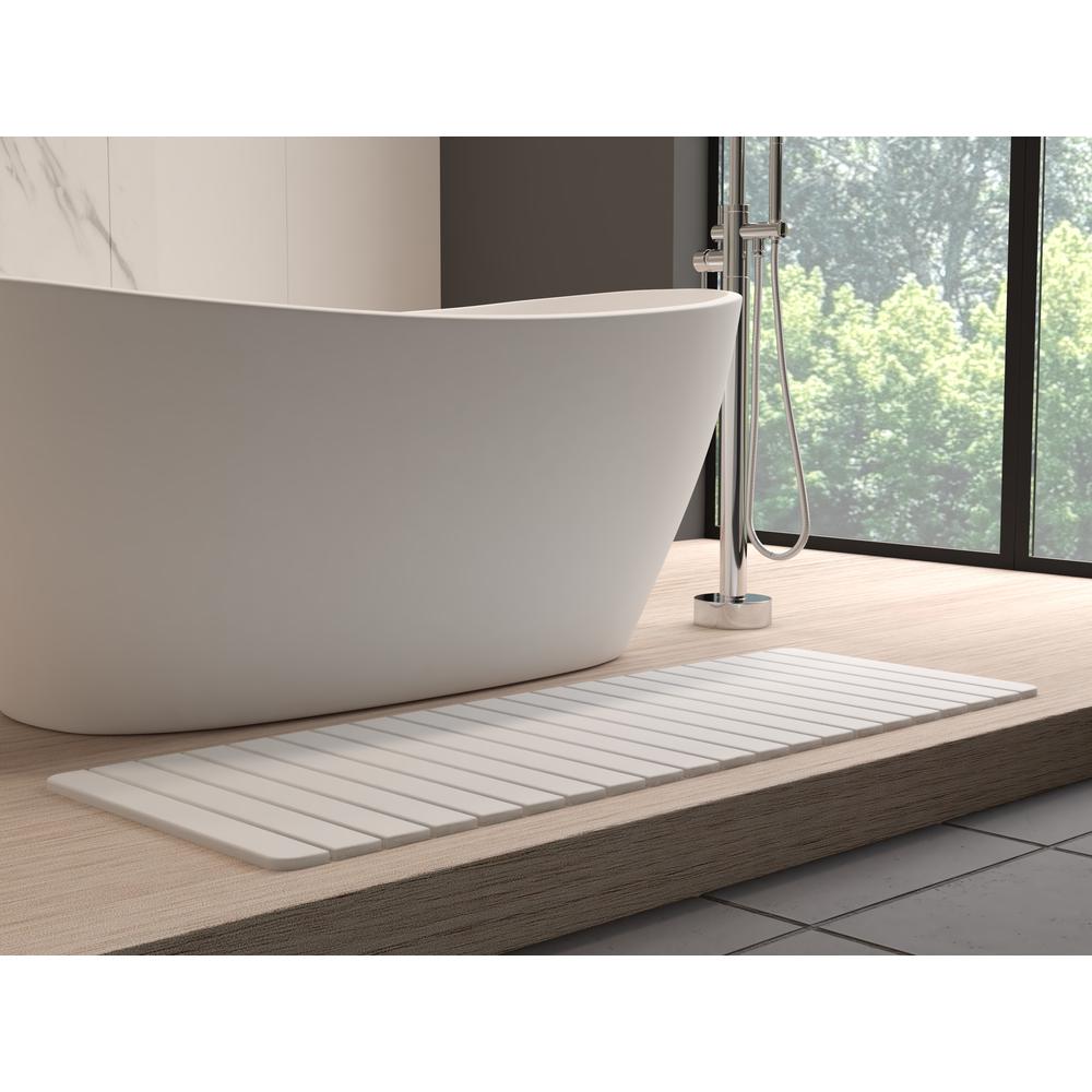 Diatomite Quick-Dry Stone Extra Large 58" x 21" Bath Mat in Natural White. Picture 6