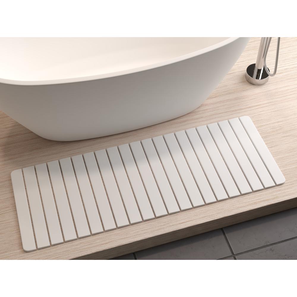 Diatomite Quick-Dry Stone Extra Large 58" x 21" Bath Mat in Natural White. Picture 4