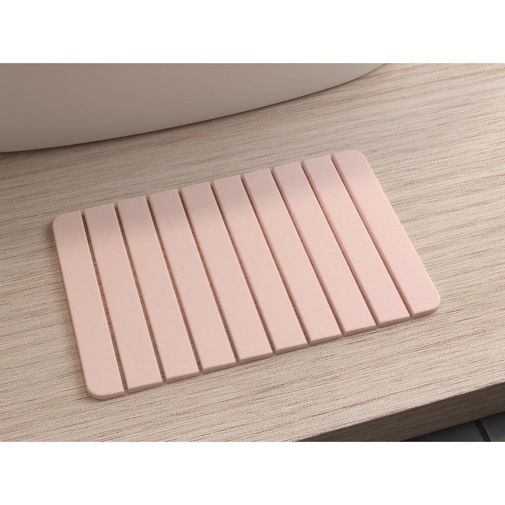 Diatomite Quick-Dry Stone Medium 24" x 15" Bath Mat in Salmon Pink. Picture 4