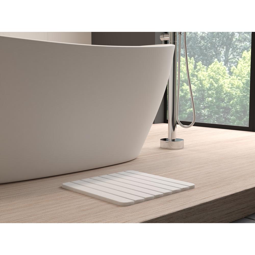 Diatomite Quick-Dry Stone Small 16" x 12" Bath Mat in White. Picture 11