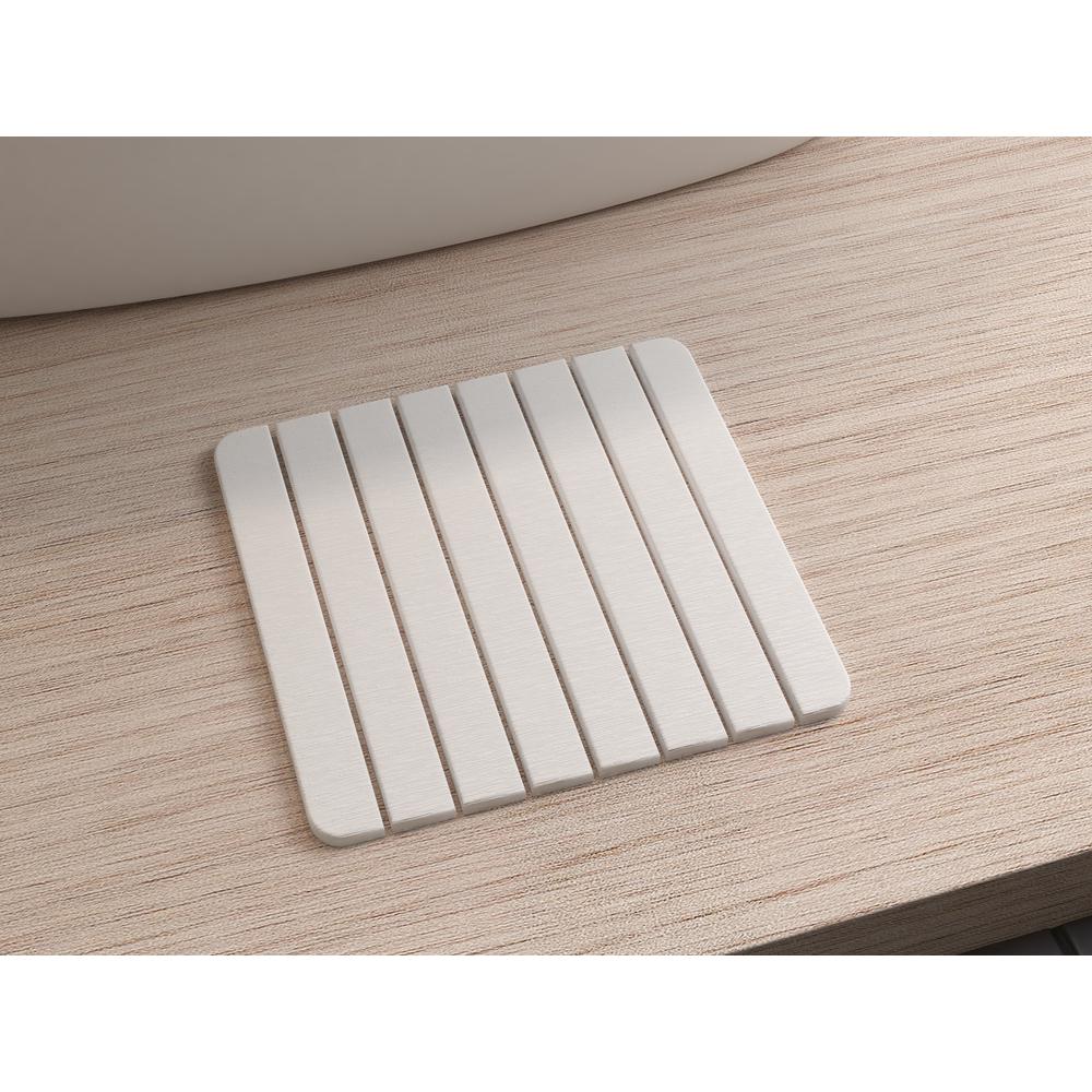 Diatomite Quick-Dry Stone Small 16" x 12" Bath Mat in White. Picture 10