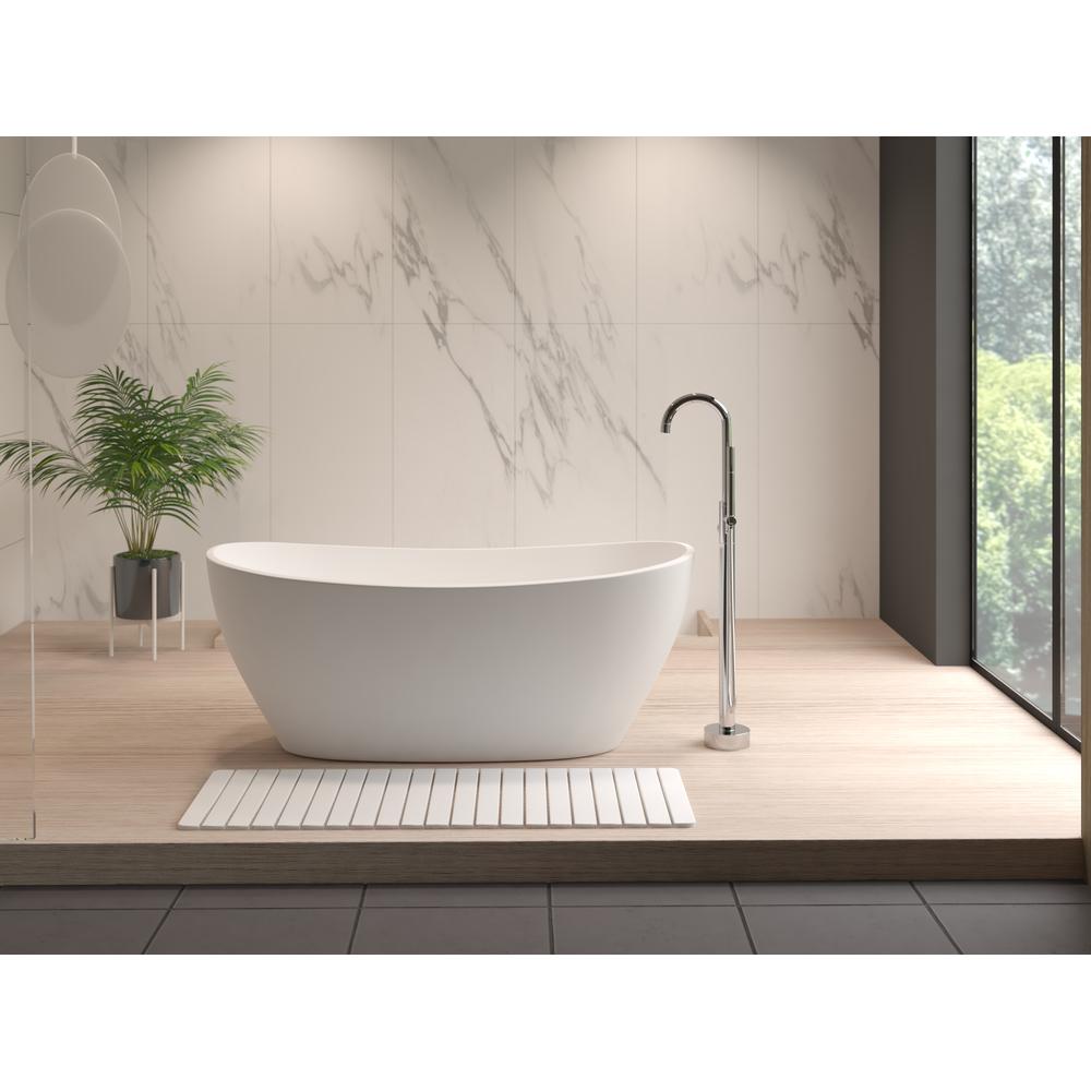 Diatomite Quick-Dry Stone Extra Large 58" x 21" Bath Mat in White. Picture 5