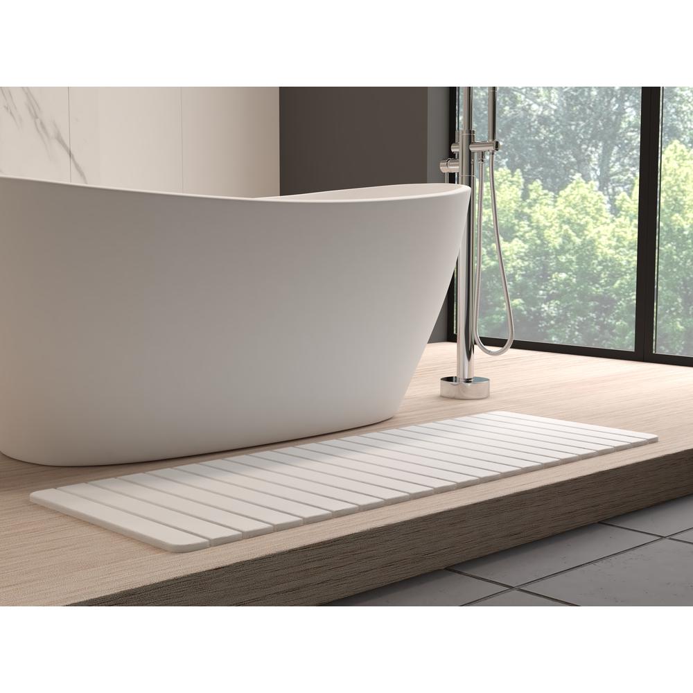 Diatomite Quick-Dry Stone Extra Large 58" x 21" Bath Mat in White. Picture 6