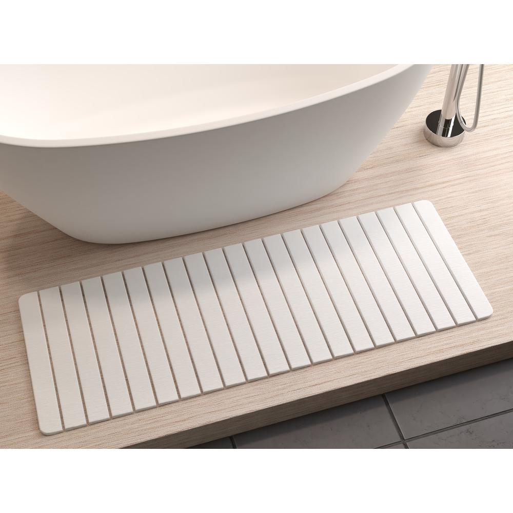 Diatomite Quick-Dry Stone Extra Large 58" x 21" Bath Mat in White. Picture 4