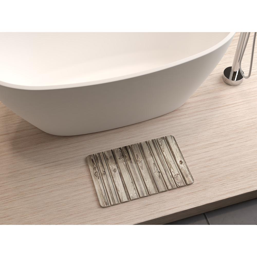 Diatomite Quick-Dry Stone Medium 24" x 15" Bath Mat in Wood Color. Picture 5