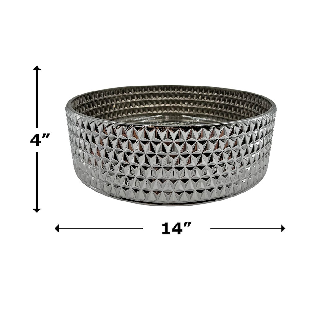 14" Plated Silver Tempered Glass Circular Bathroom Vessel Sink. Picture 10