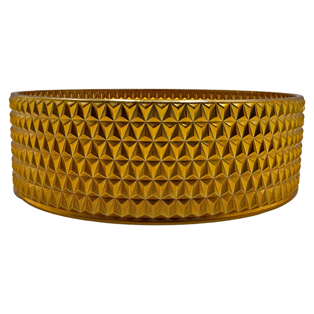 14" Gold Tempered Glass Circular Bathroom Vessel Sink - Timeless Collection. Picture 2