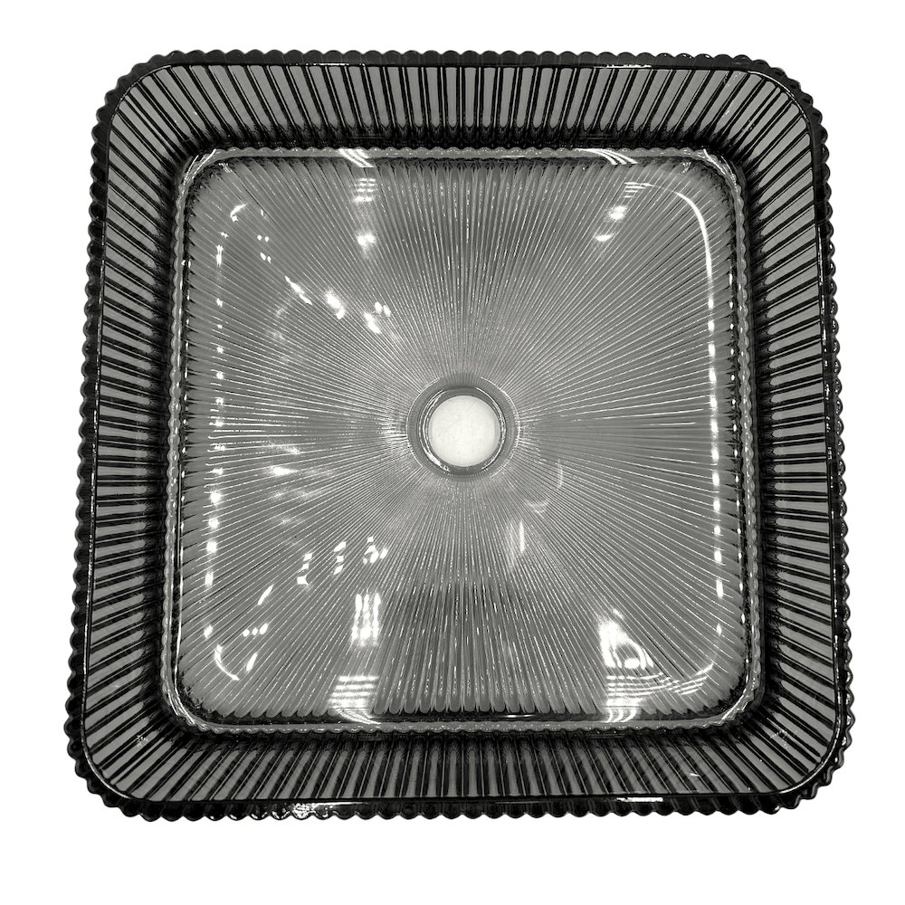 Plaza Cubic Smoky Gray Tempered Glass Crystal Square Vessel Sink - 15 in.. Picture 5