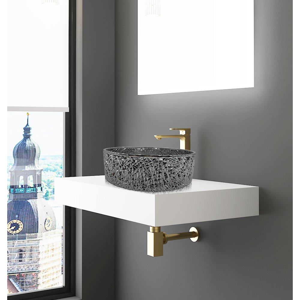 16" Round Modern Black Glass Sink. Picture 8
