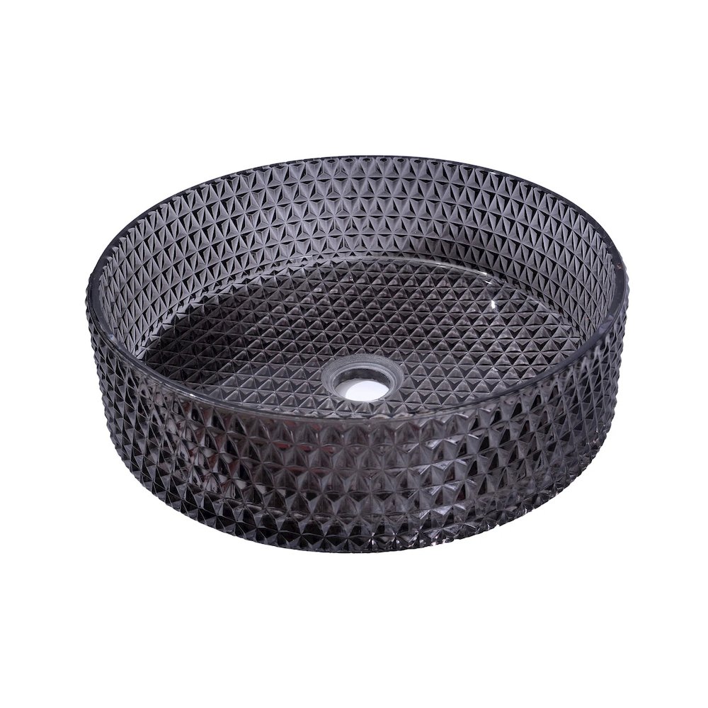 Scotch 16 in. Modern Black Tempered Glass Crystal Round Circle Vessel Sink. Picture 5