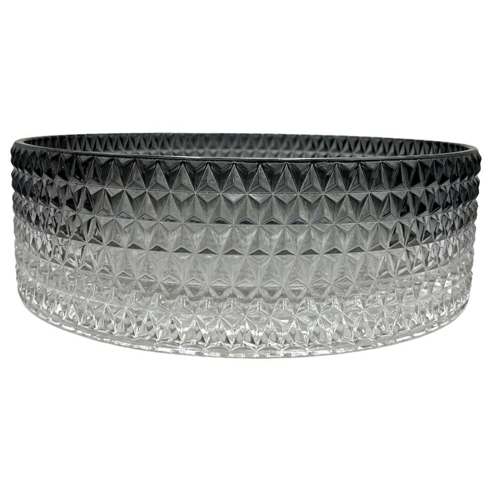 14" Crystal Black Gradient Tempered Glass Circular Bathroom Vessel Sink. Picture 3