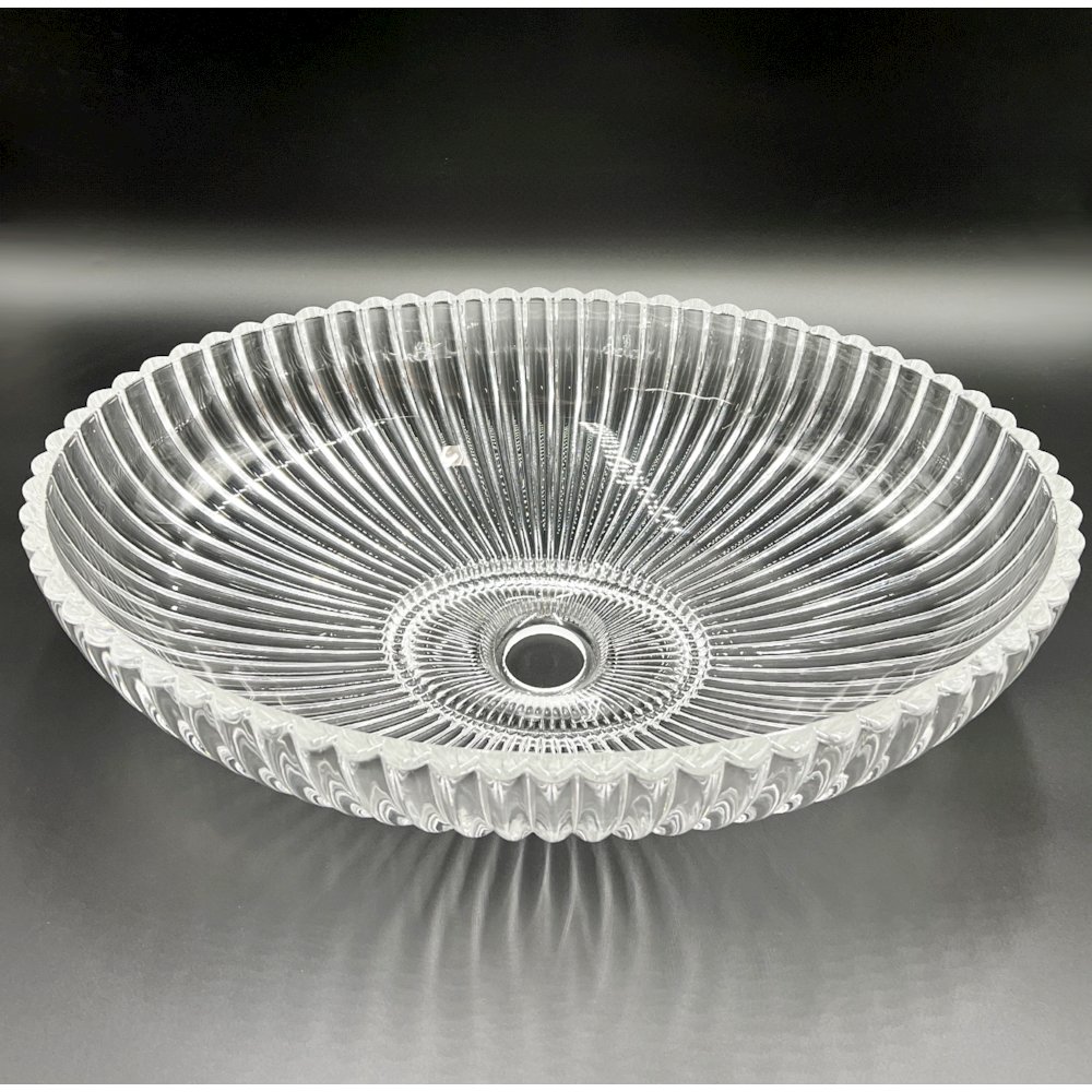 Lucine 21 in. Modern Clear Transparent Tempered Glass Crystal Oval Vessel Sink. Picture 1