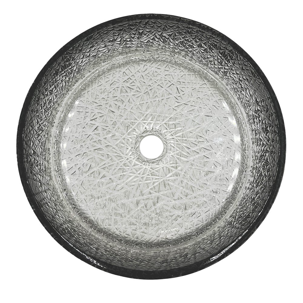 Stadium 14" Clear Tempered Glass Circular Bathroom Vessel Sink. Picture 5