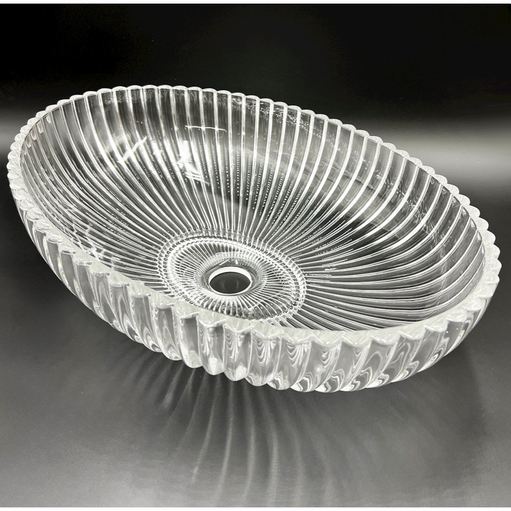 Lucine 21 in. Modern Clear Transparent Tempered Glass Crystal Oval Vessel Sink. Picture 5