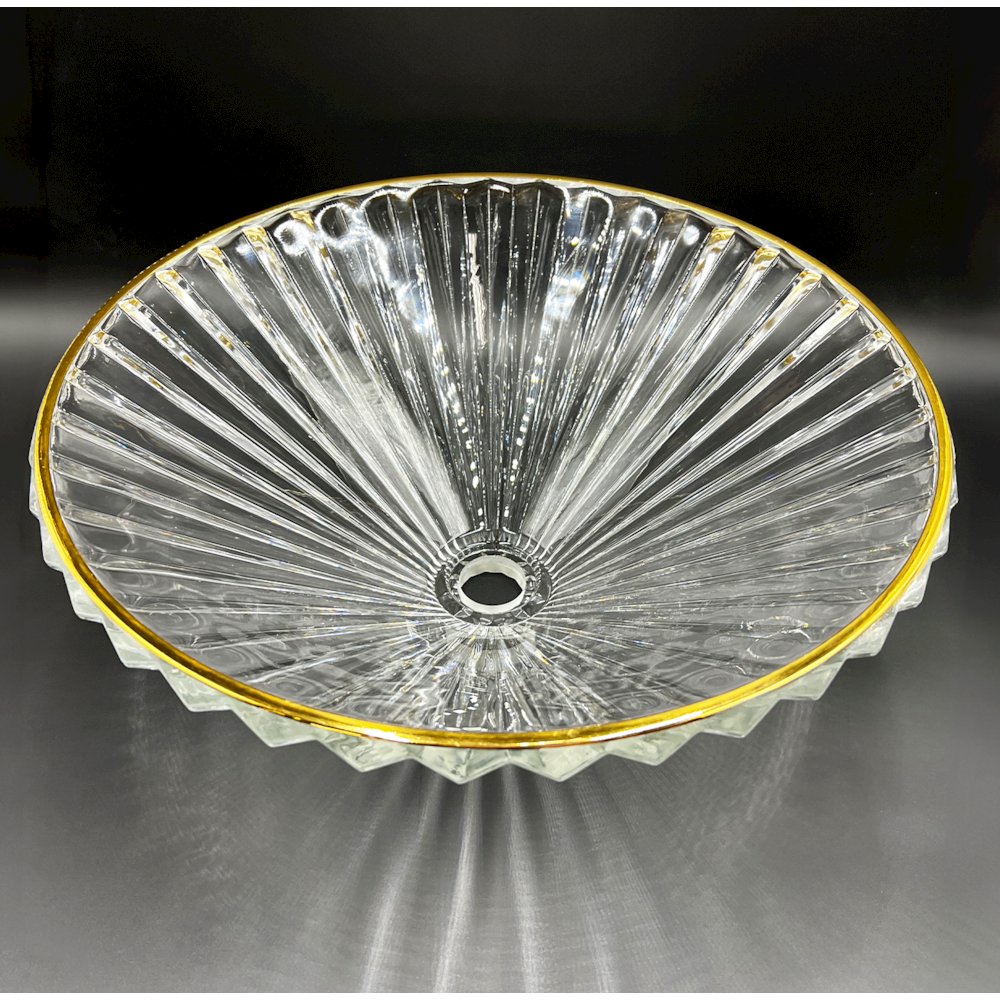 20" Diamond Brilliance With Gold Rim Glass Vessel Sink. Picture 2