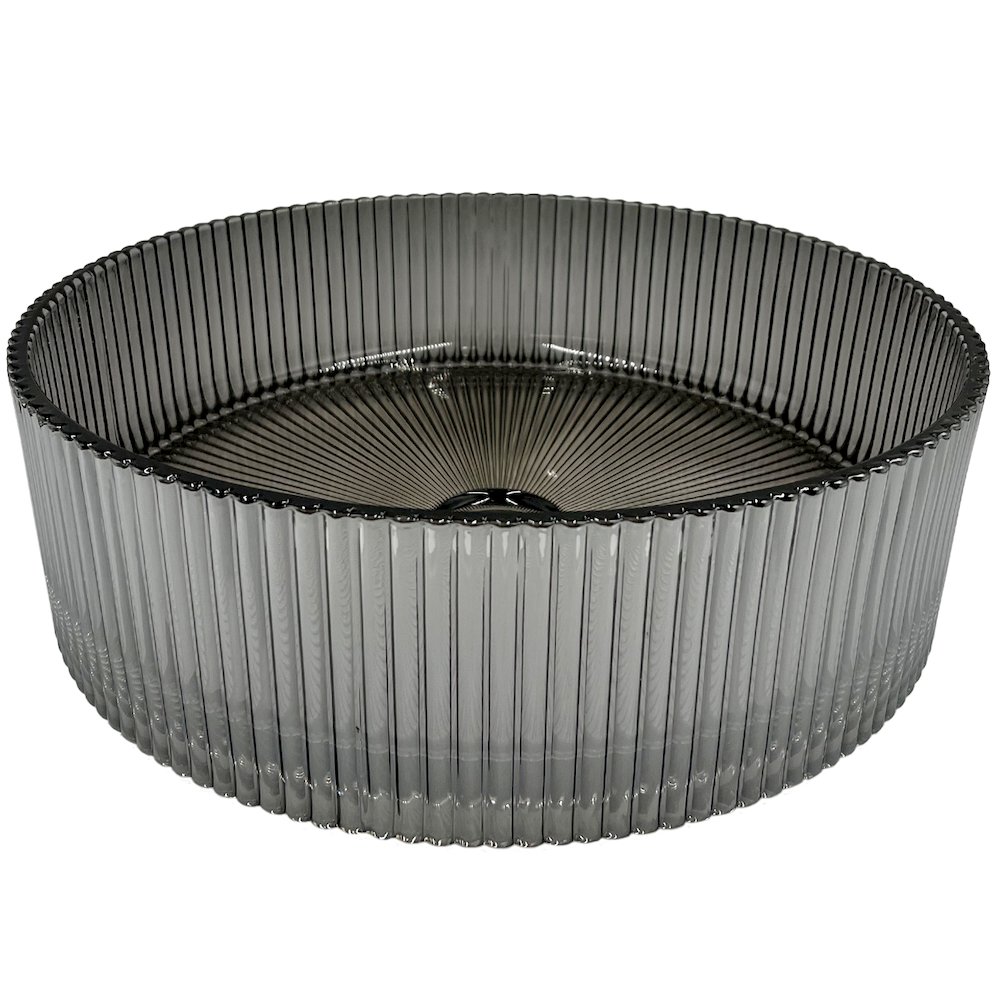 Cowrie Timeless Smoky Gray Tempered Glass Crystal Round Vessel Sink - 16 in.. Picture 2