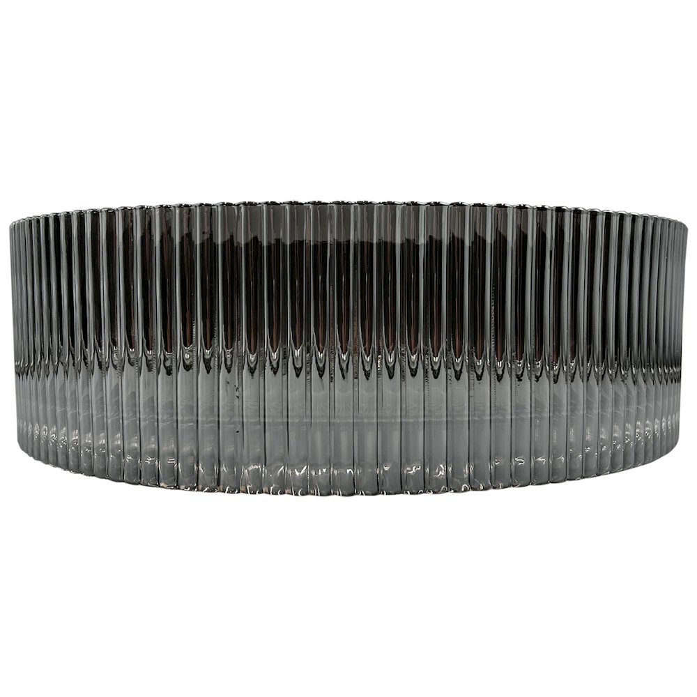 Cowrie Timeless Smoky Gray Tempered Glass Crystal Round Vessel Sink - 16 in.. Picture 4