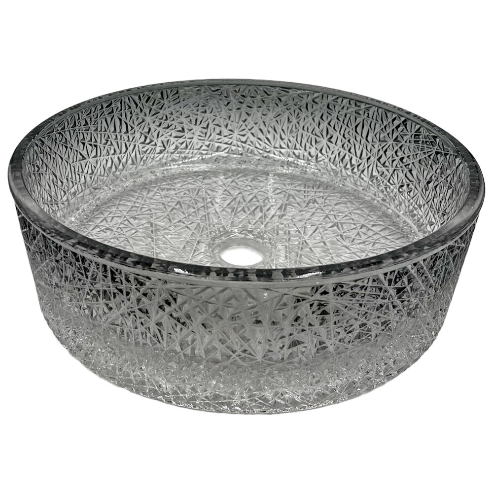 Stadium 14" Clear Tempered Glass Circular Bathroom Vessel Sink. Picture 1