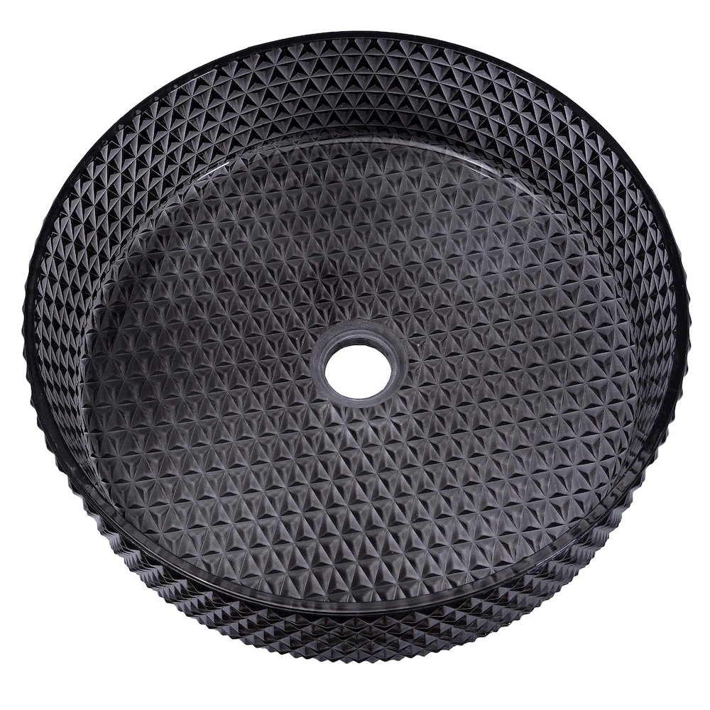 Scotch 16 in. Modern Black Tempered Glass Crystal Round Circle Vessel Sink. Picture 3