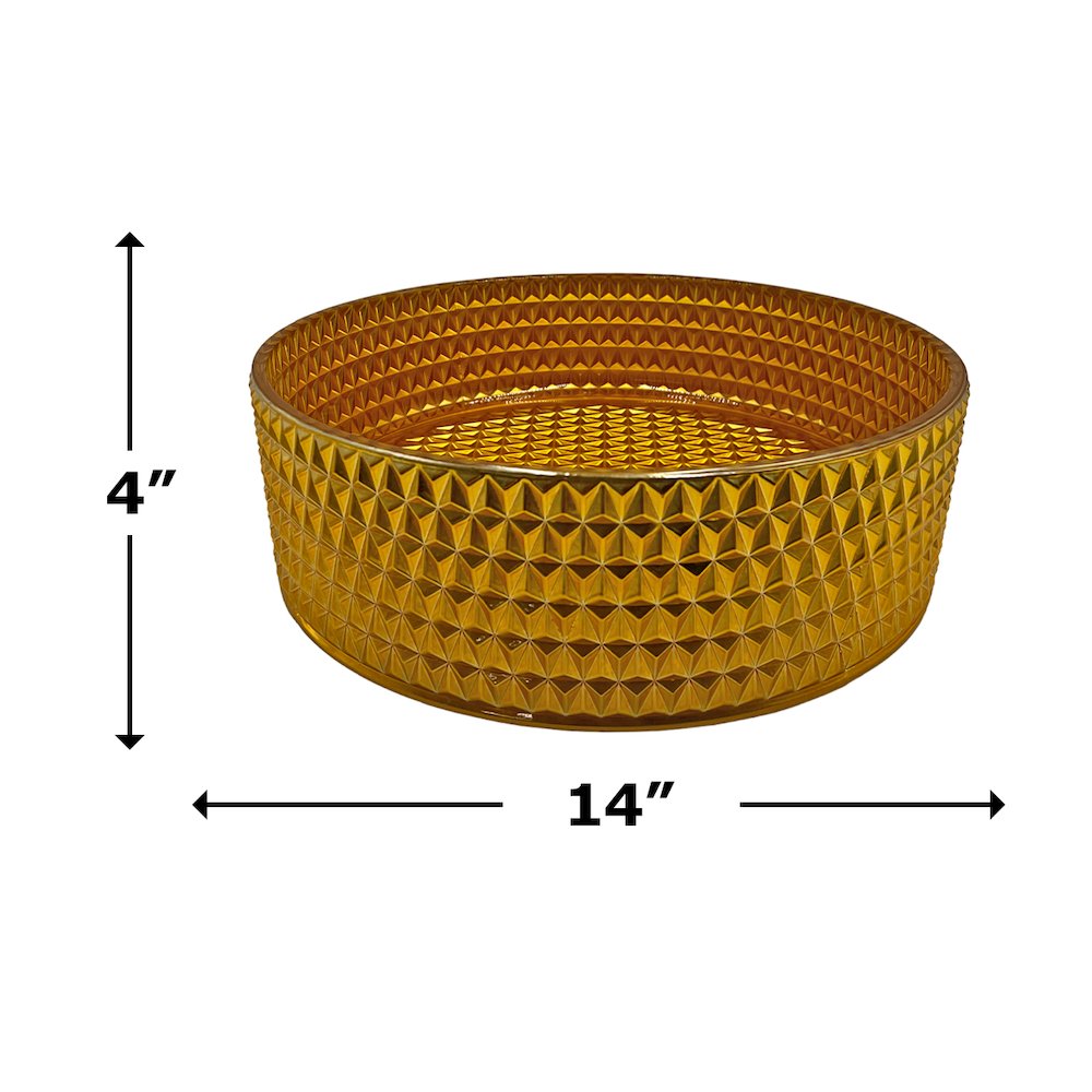 14" Gold Tempered Glass Circular Bathroom Vessel Sink - Timeless Collection. Picture 10