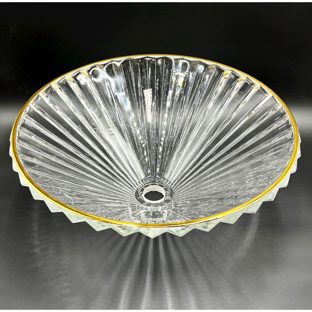 20" Diamond Brilliance With Gold Rim Glass Vessel Sink. Picture 4