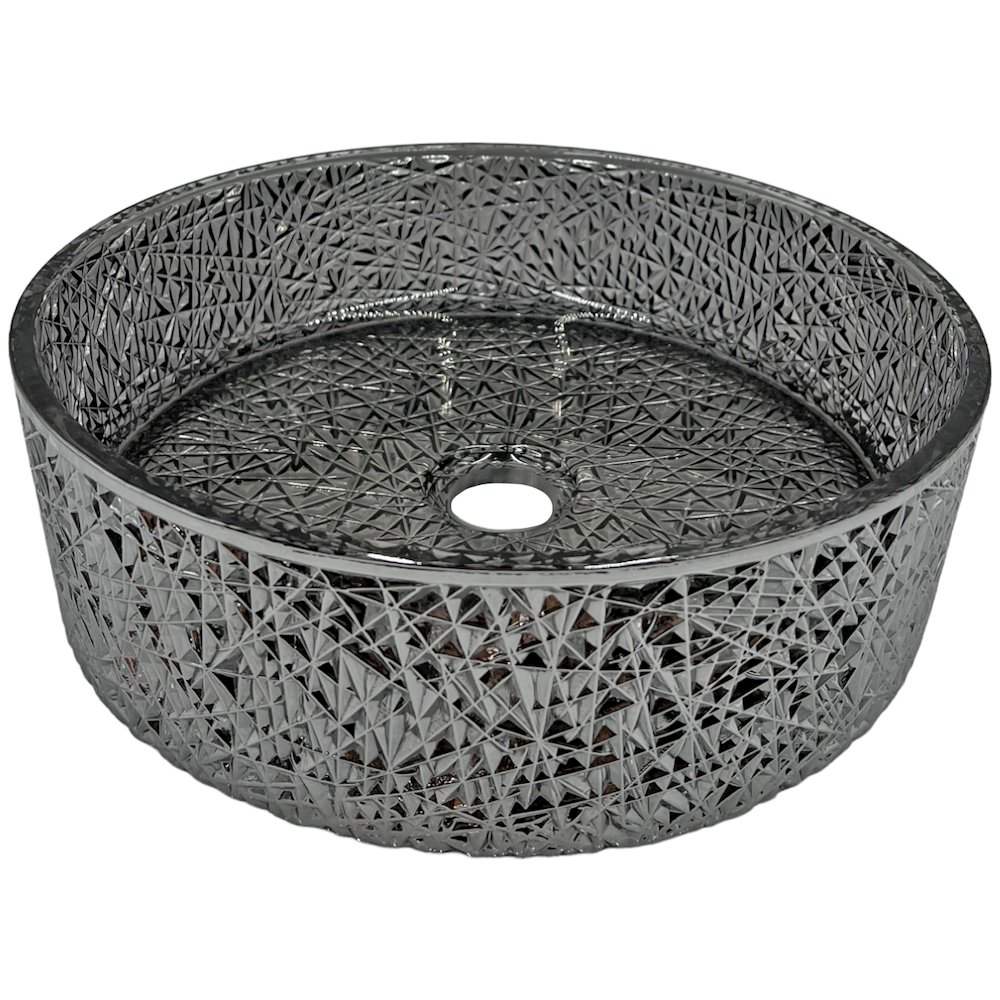 16" Round Modern Black Glass Sink. Picture 1