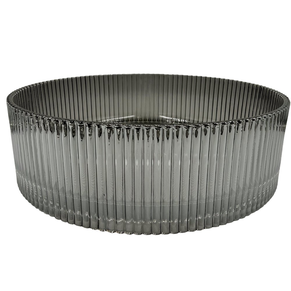 Cowrie Timeless Smoky Gray Tempered Glass Crystal Round Vessel Sink - 16 in.. Picture 3