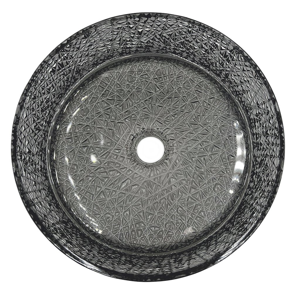 16" Round Modern Black Glass Sink. Picture 5