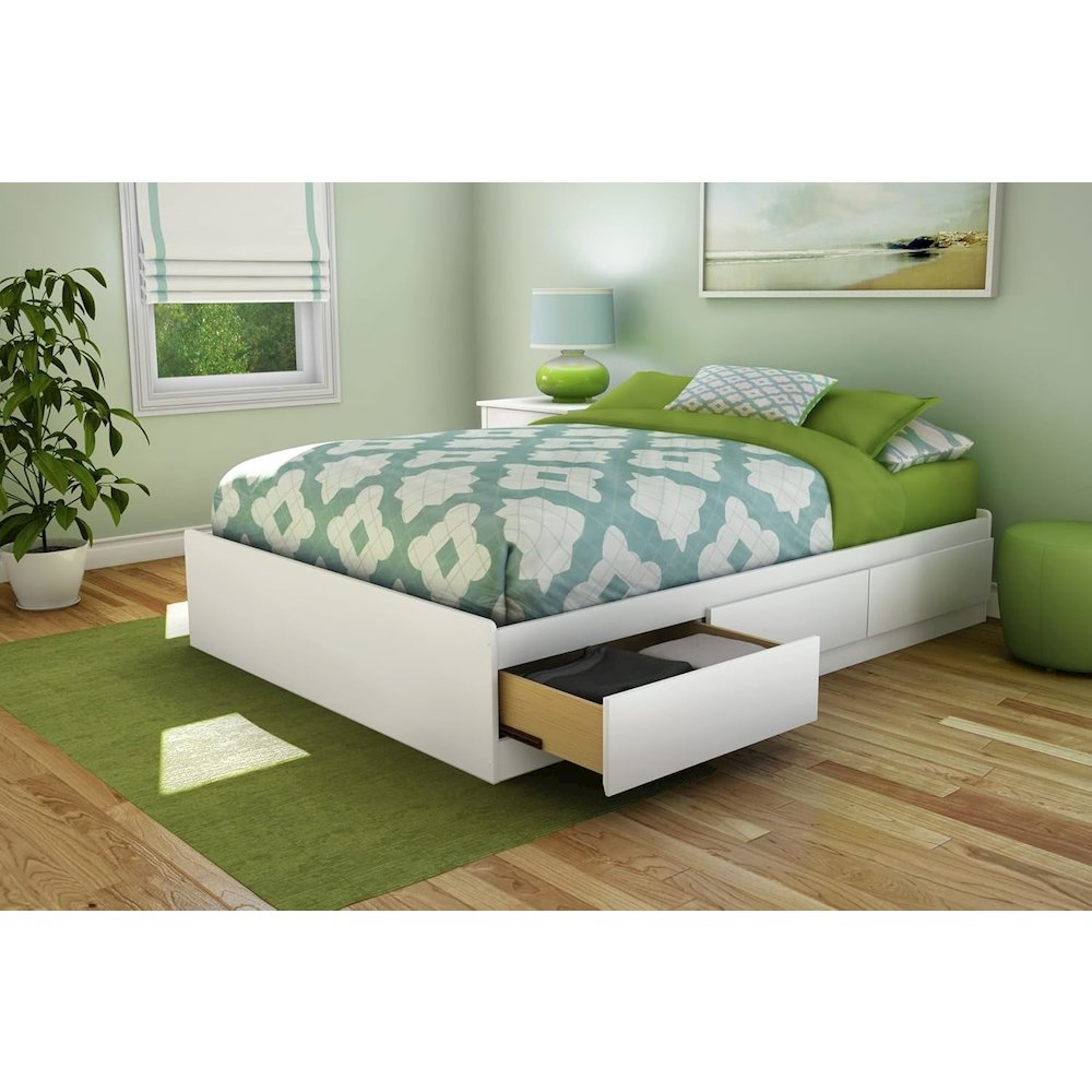 South Shore Step One Full Mates Bed (54'') with 3 Drawers, Pure White. Picture 7
