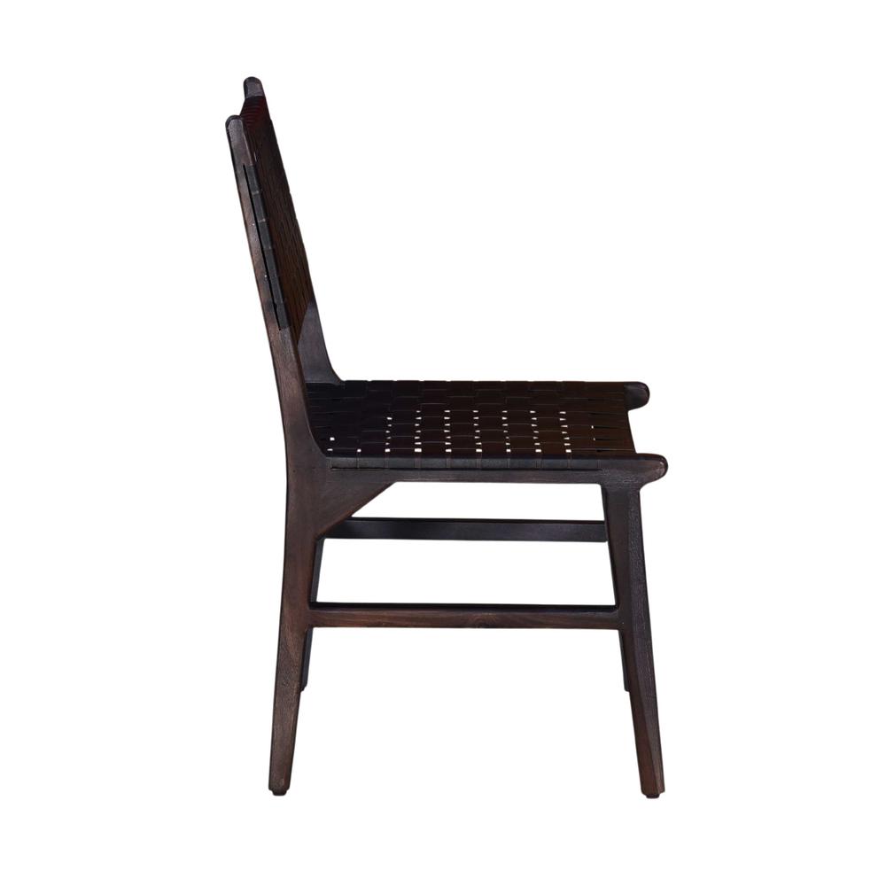Callahan Acacia Wood and Leather Dining Chair, Black (set of 2). Picture 4