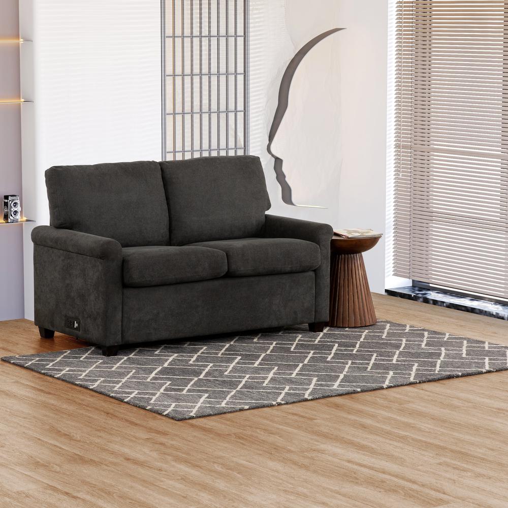 Argentum Dark Grey 54 in. Convertible Twin Sleeper Sofa with USB Ports. Picture 9