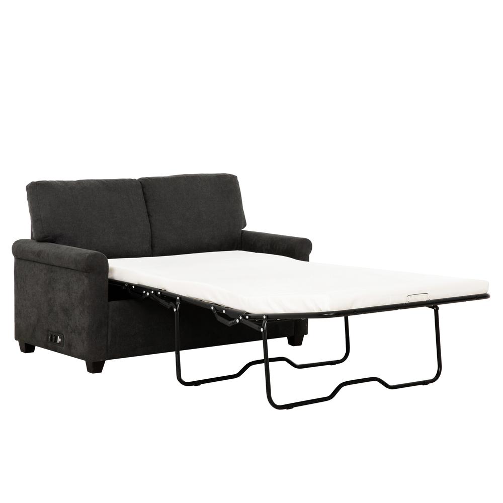 Argentum Dark Grey 54 in. Convertible Twin Sleeper Sofa with USB Ports. Picture 5