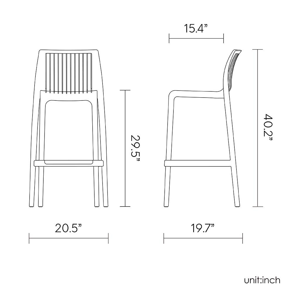 Milos Resin Stackable Bar Stool Set of 2. Picture 5