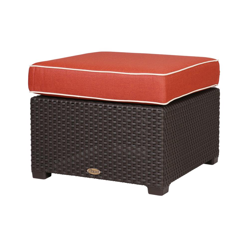 Lagoon Magnolia Rattan Ottoman with Cushion. Picture 1