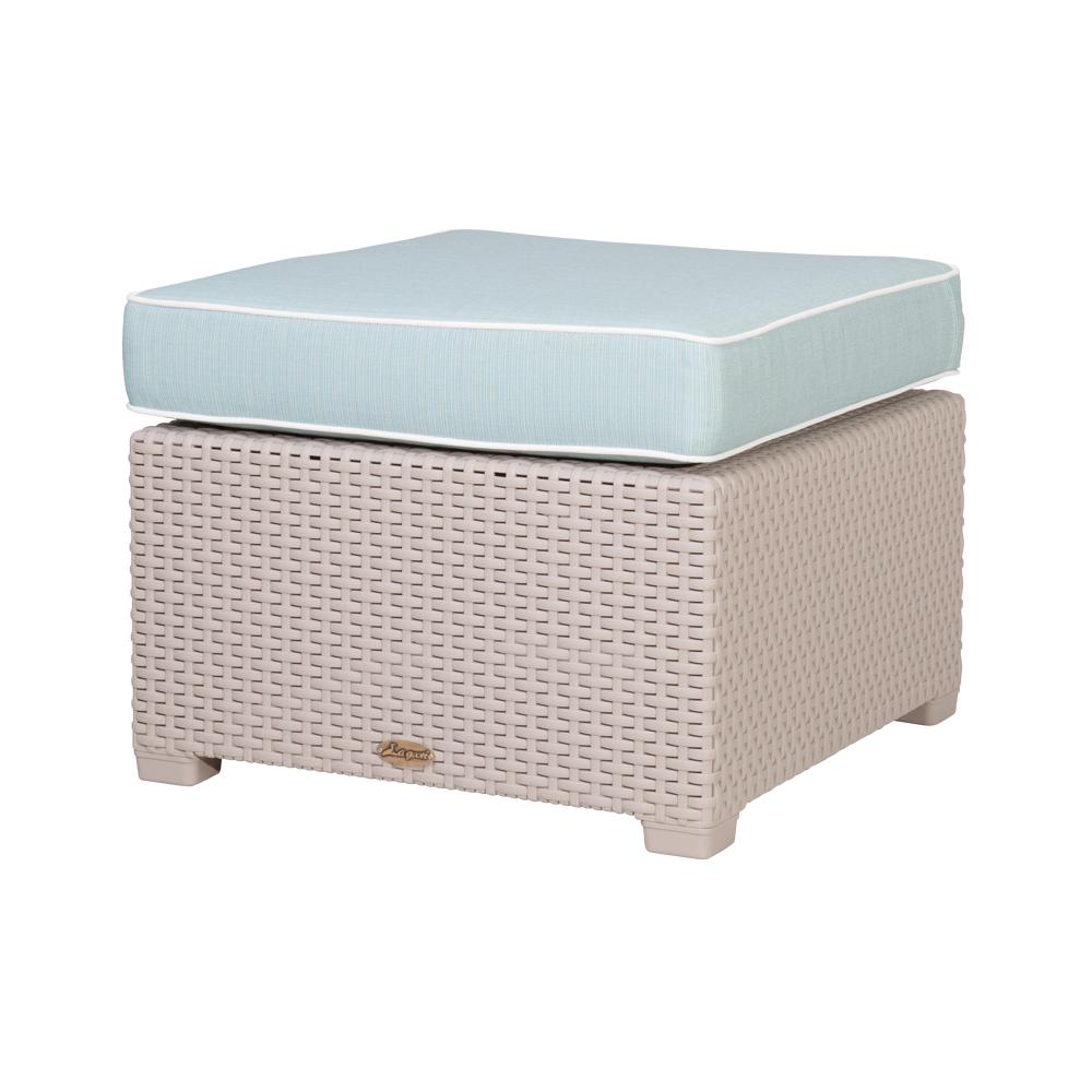 Lagoon Magnolia Rattan Ottoman with Cushion. Picture 1