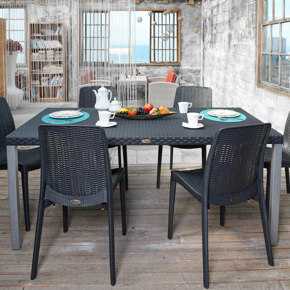 Lagoon Oslo Family Rattan Dining Table with Aluminum Legs. Picture 2