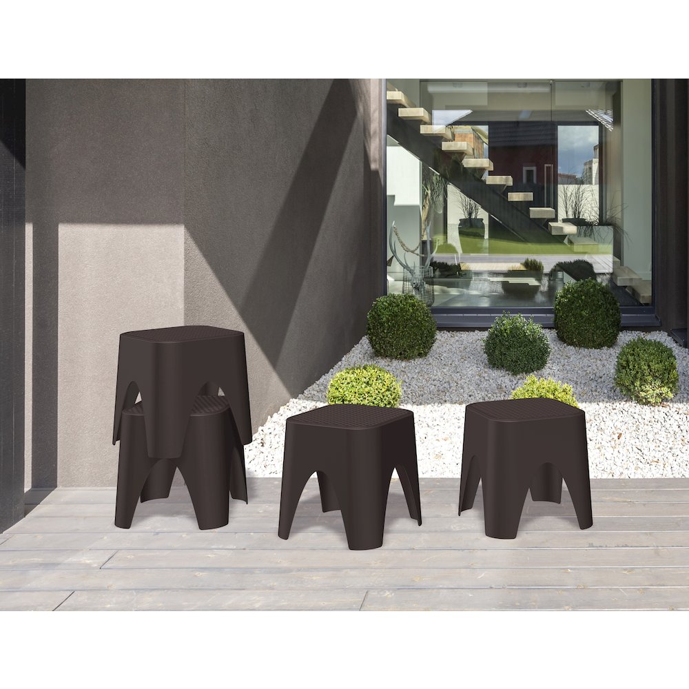 Mallorca Stackable Rattan Top Side Table/Ottoman Set of 2. Picture 2