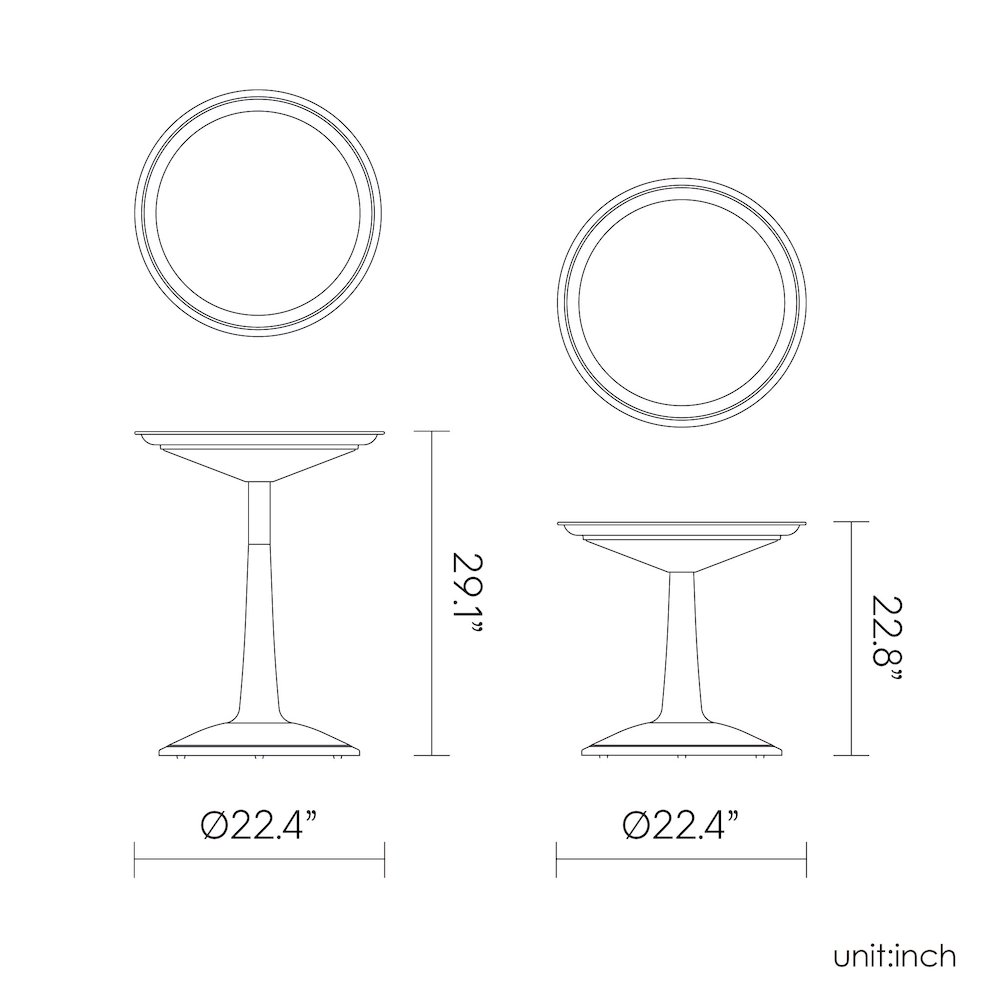 Lagoon Sprout Resin Adjustable Round Side Table. Picture 4