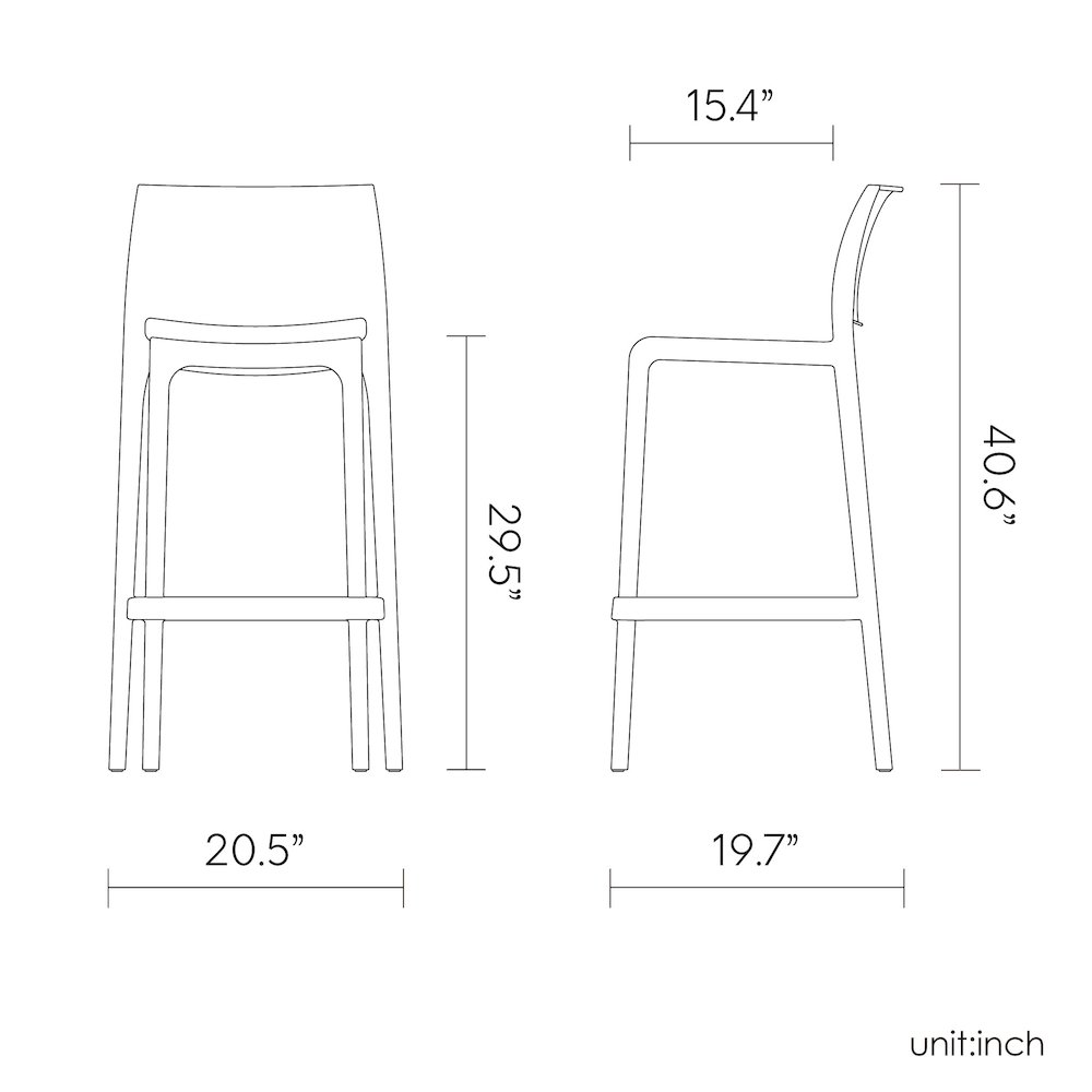 Sensilla Resin Stackable Bar Stool Set of 2. Picture 5