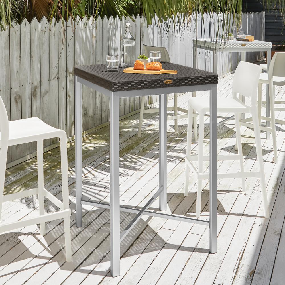 Russ Rattan Bar Table with Aluminum Legs. Picture 2