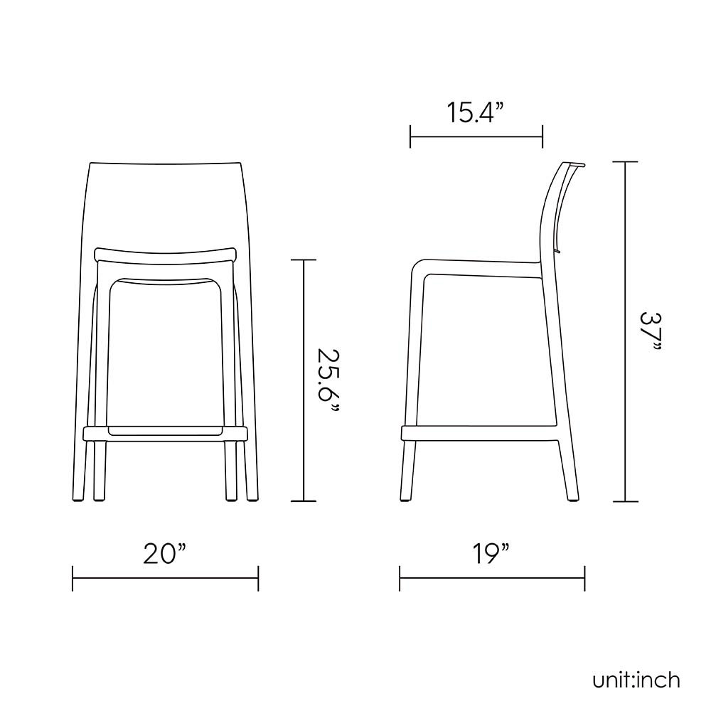 Rue Resin Stackable Counter Stool Set of 2. Picture 5