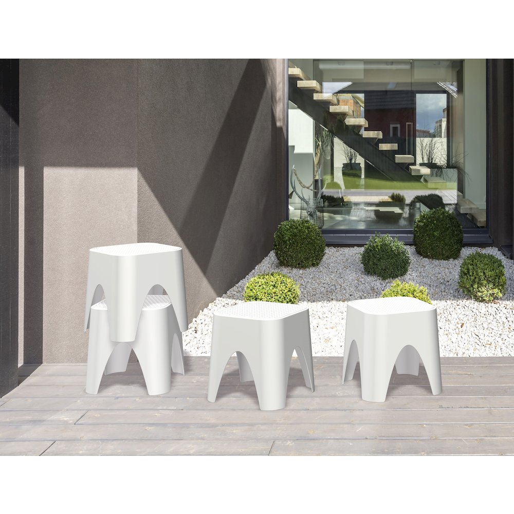 Mallorca Stackable Rattan Top Side Table/Ottoman Set of 2. Picture 2