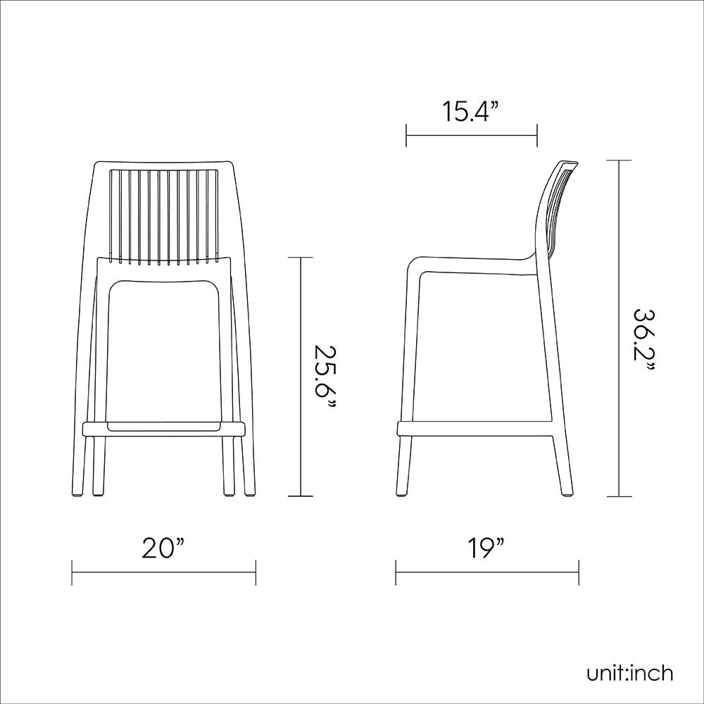 Milos Resin Stackable Counter Stool Set of 2. Picture 6