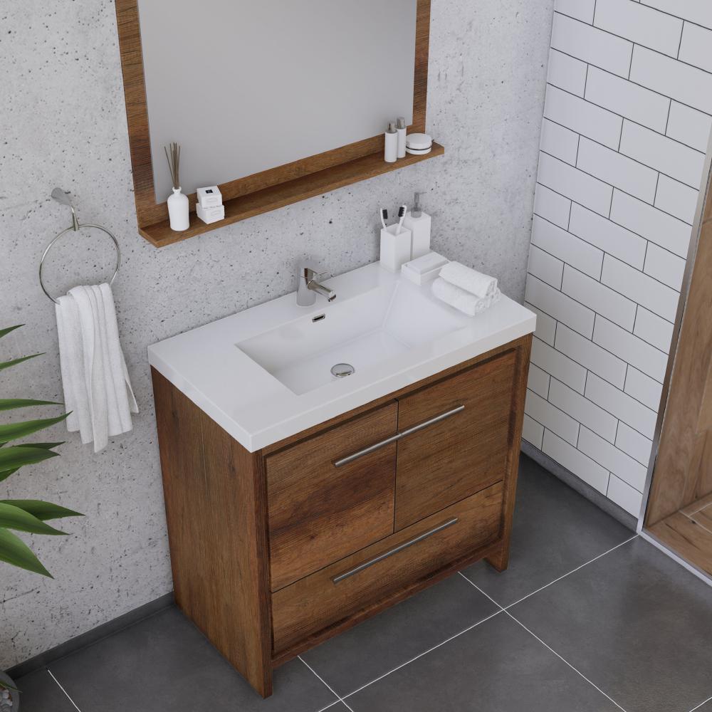 Sortino 36" Modern Bathroom Vanity in Rosewood. Picture 3