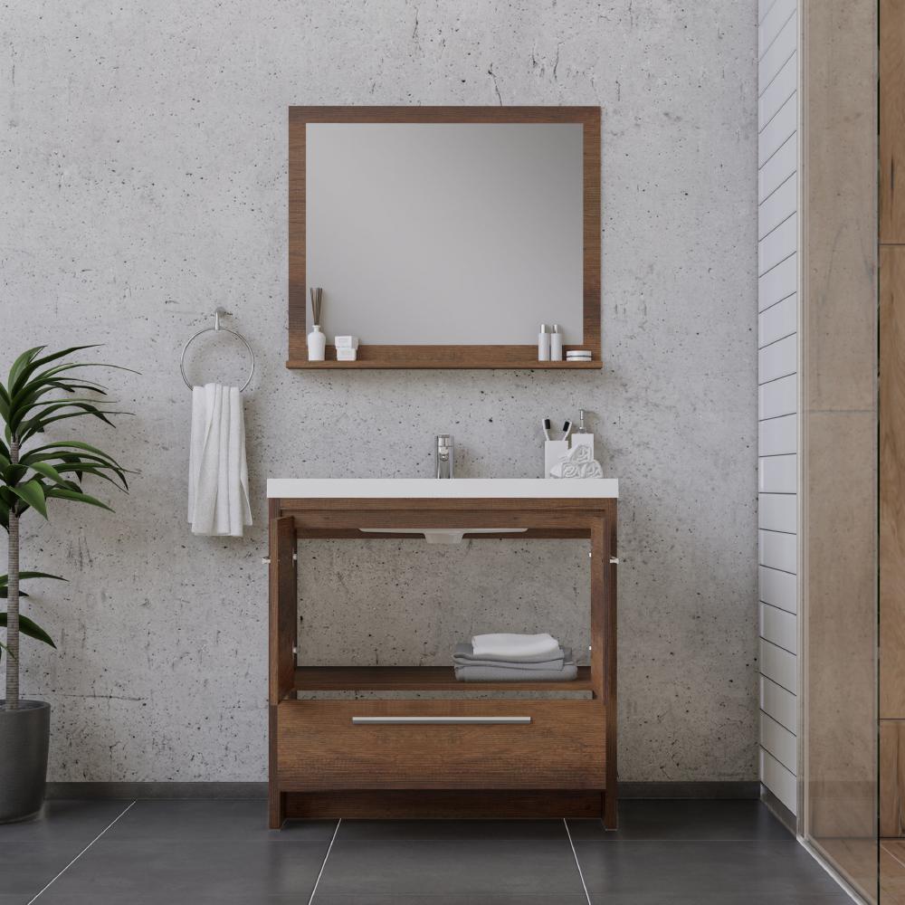 Sortino 36" Modern Bathroom Vanity in Rosewood. Picture 4