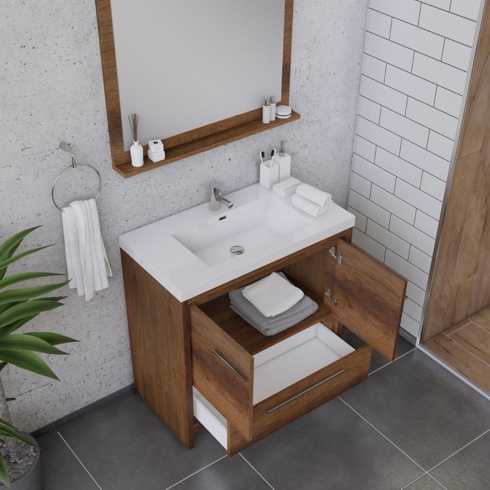 Sortino 36" Modern Bathroom Vanity in Rosewood. Picture 5