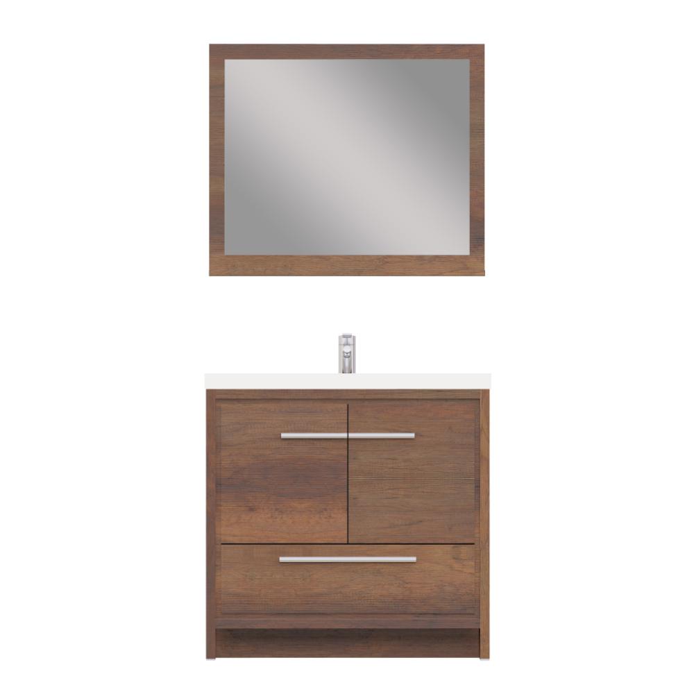 Sortino 36" Modern Bathroom Vanity in Rosewood. Picture 6